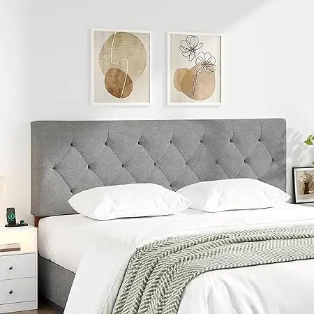 

Durable fabric upholstered queen headboard with adjustable height

