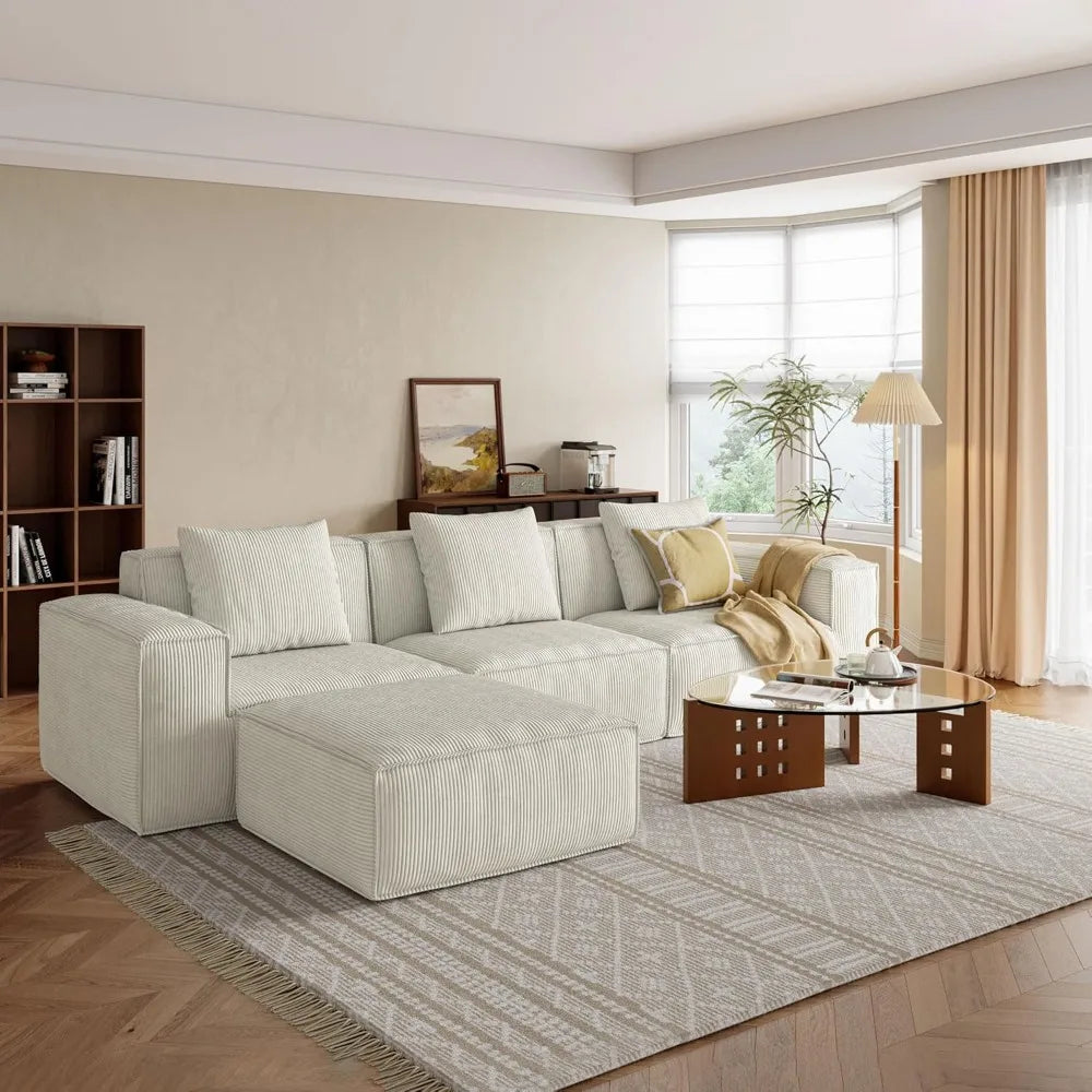 Luxury Cloud Style Sectional Sofa With Ottomans Living Room