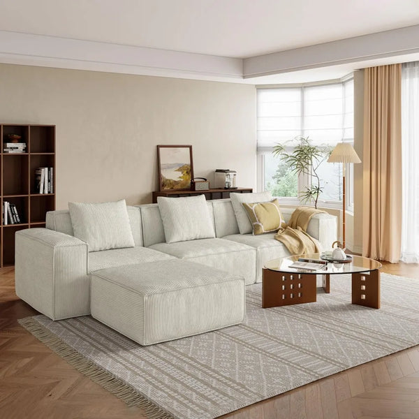 Luxury Cloud Style Sectional Sofa With Ottomans Living Room