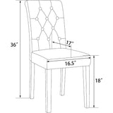 Six Button Tufted Dining Chairs With Solid Wood Legs