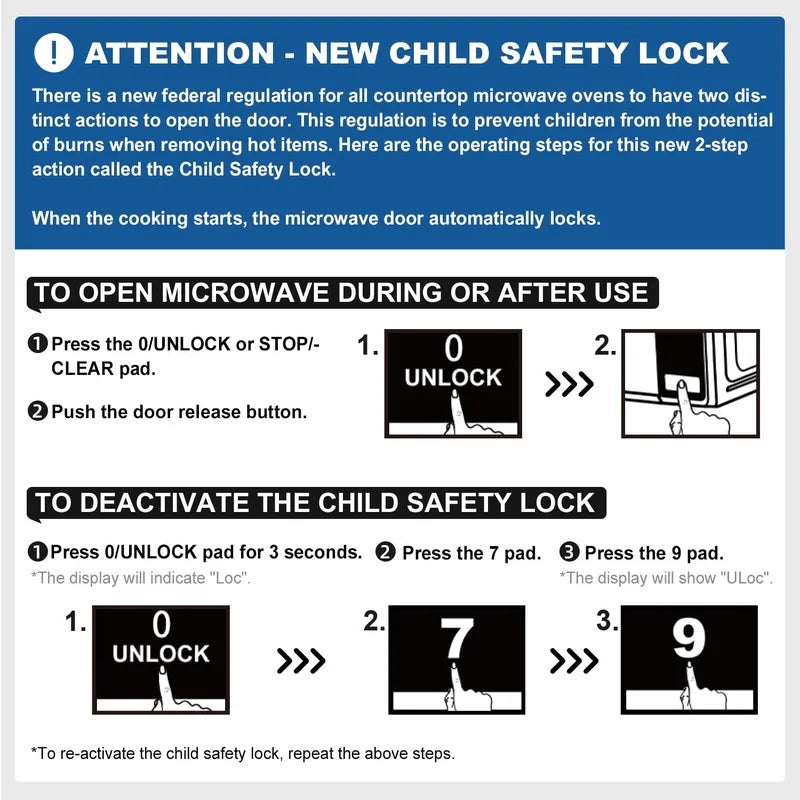 Countertop Microwave With LED Display And 10 Power Levels