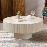Round Fluted Coffee Table Modern Circular Pedestal Center