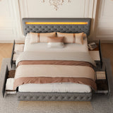 GEGOFORU LED Bed Frame With Storage Drawers And Headboard