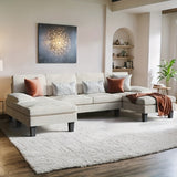 U-Shape Upholstered Sectional Sofa with Sleepable Armrests