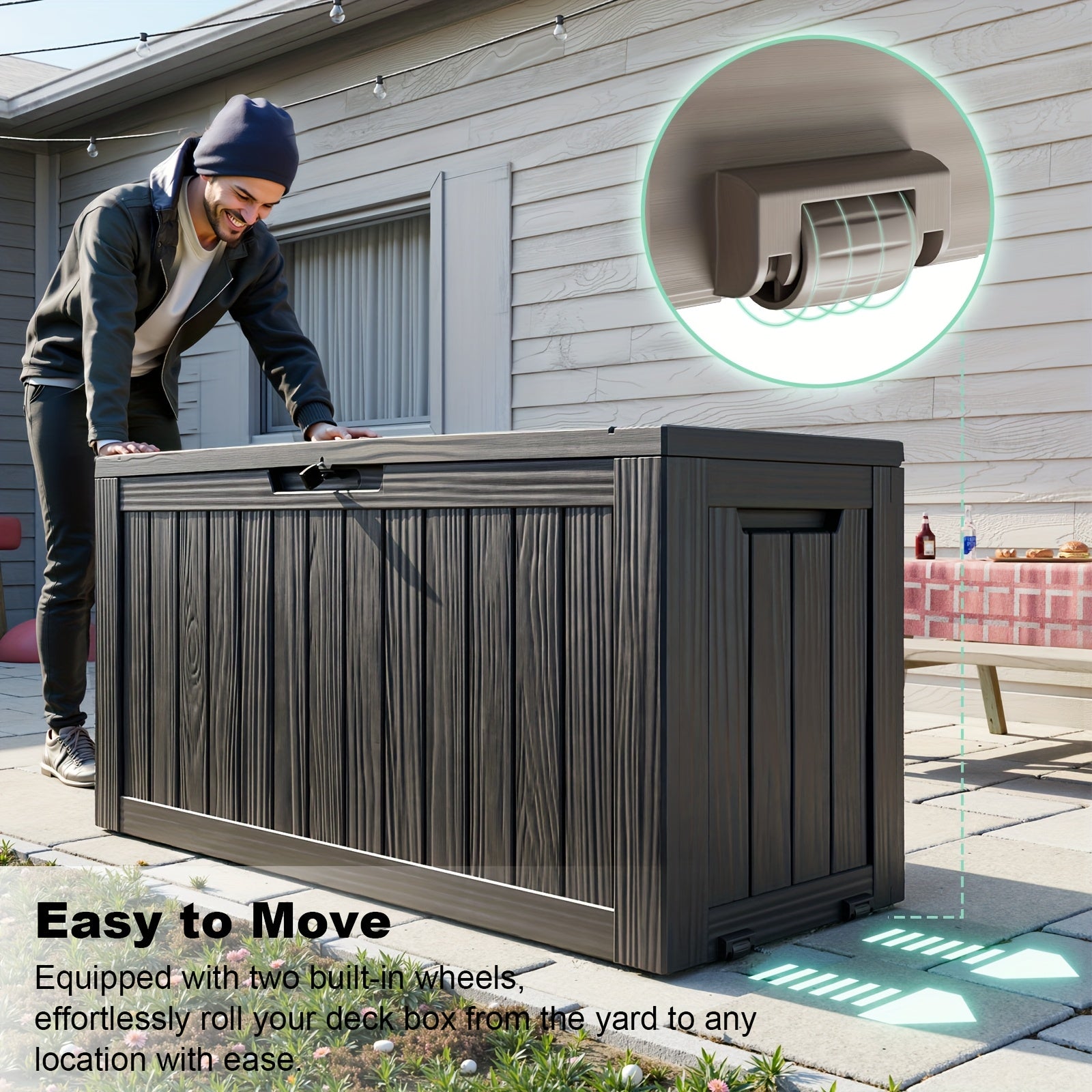 Weatherproof Outdoor Storage Box with Lockable Lid and Versatility