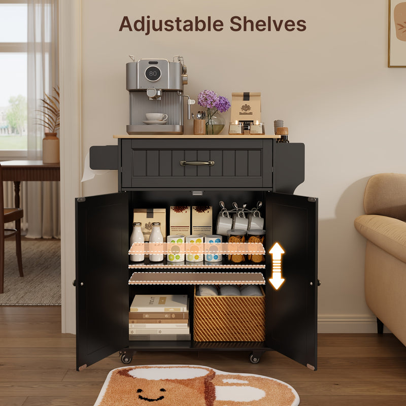 Versatile Kitchen Island Cart with Adjustable Shelf and Storage