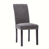 Upholstered Gray Dining Chair Set with Elegant Nailhead Trim