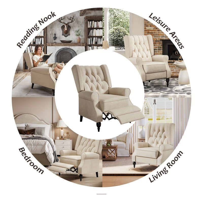 LUXOAK Mid Century Tufted Wingback Recliner Chair for Comfort