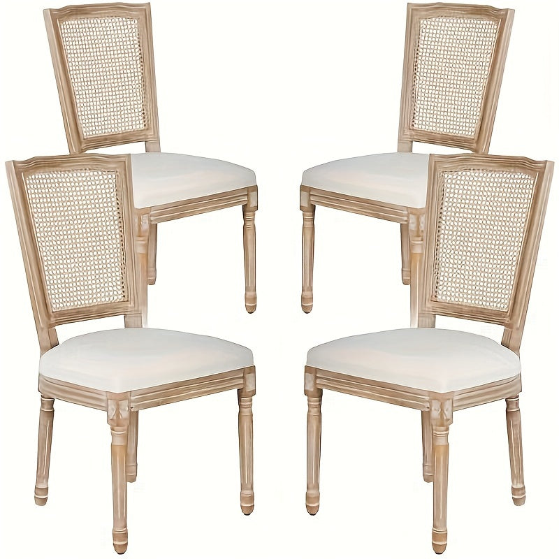 Polar Aurora Beige Fabric Dining Chairs Set of Four