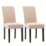 Upholstered Gray Dining Chair Set with Elegant Nailhead Trim