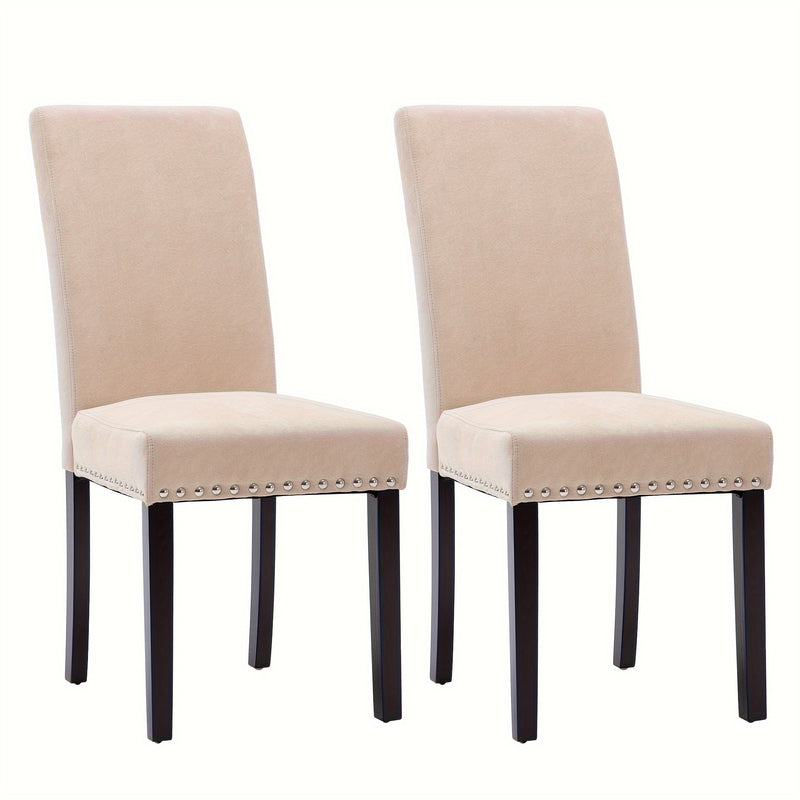 Upholstered Gray Dining Chair Set with Elegant Nailhead Trim