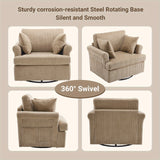 Modern Corduroy Oversized Armchair with Pillows and Side Pocket