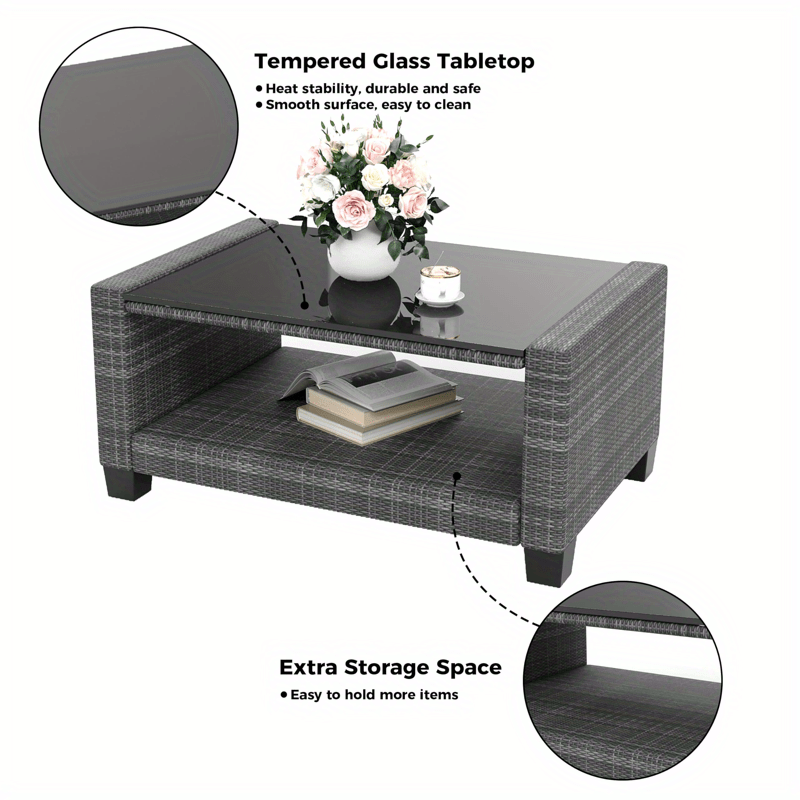 Outdoor Wicker Patio Furniture Set with Hidden Storage and Comfort