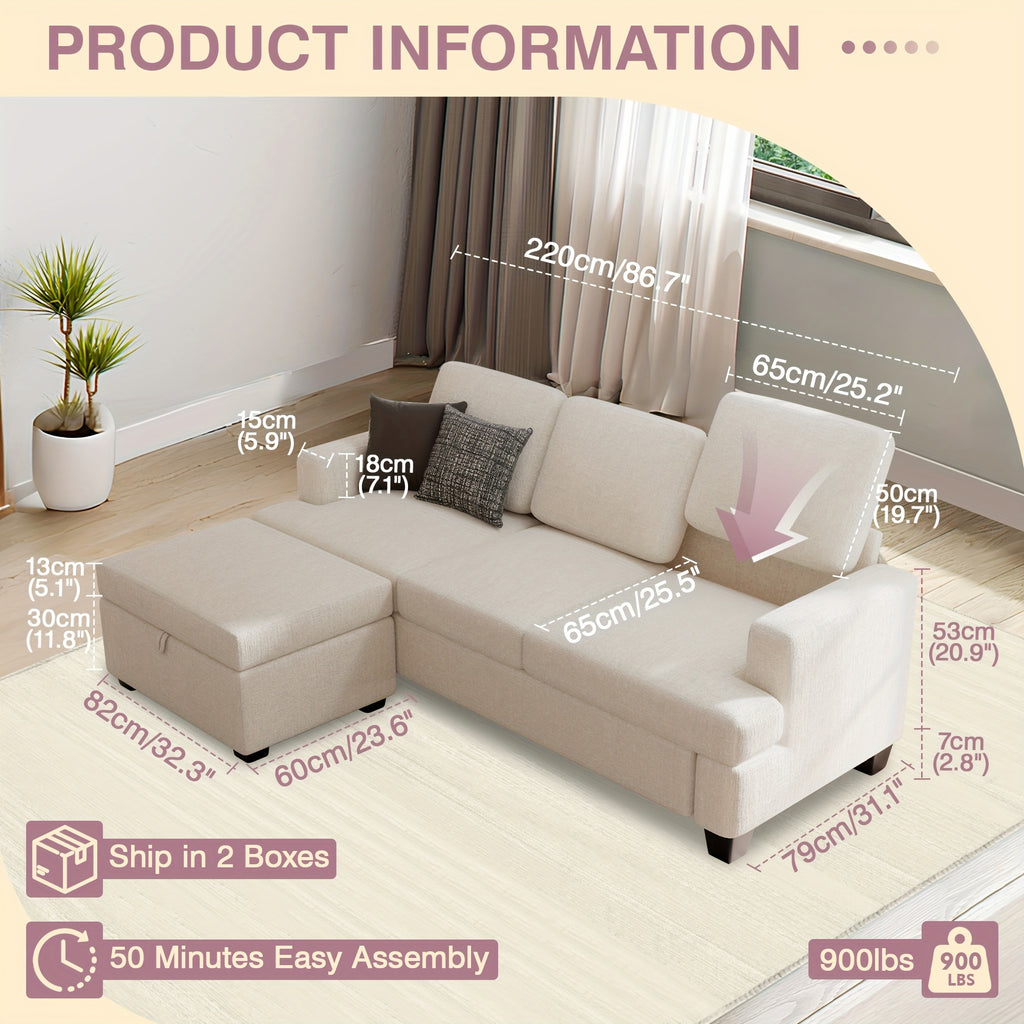 Actflame Modern Modular Sectional Cloud Couch With Ottoman