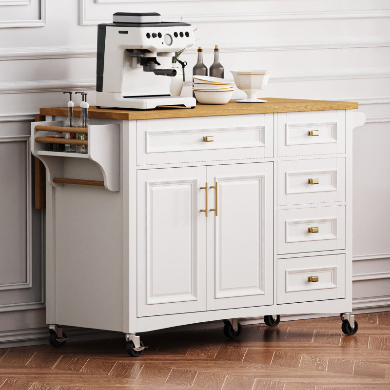 Stylish Kitchen Island Cart with Spice Rack and Towel Holder