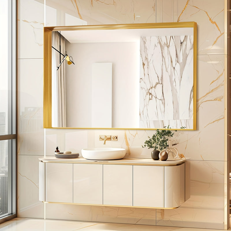 Wall Mounted Makeup Mirror with Unbreakable Glass and Brushed Finish