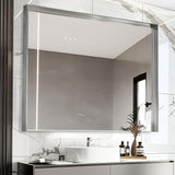 Wall Mounted Makeup Mirror with Unbreakable Glass and Brushed Finish