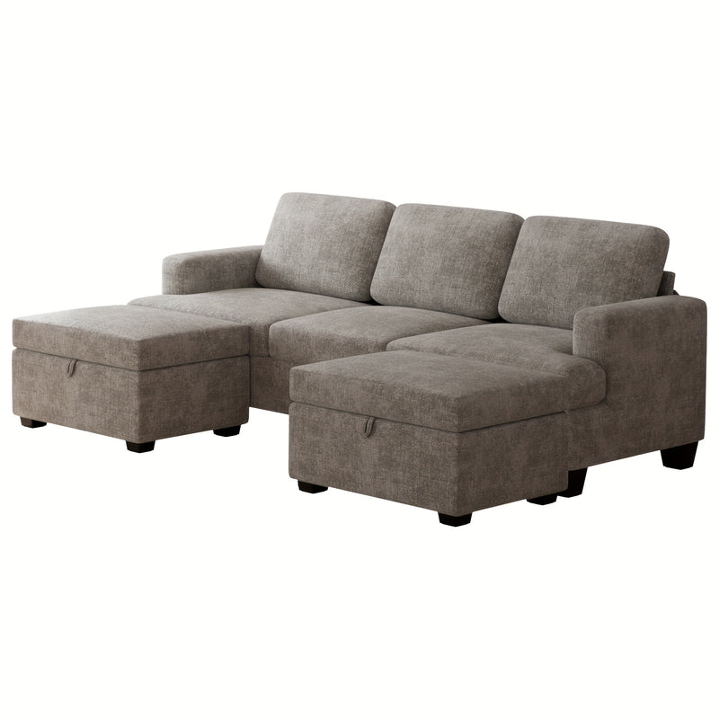 Actflame Modern Modular Sectional Cloud Couch With Ottoman