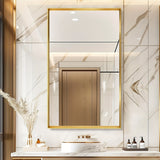 Wall Mounted Makeup Mirror with Unbreakable Glass and Brushed Finish