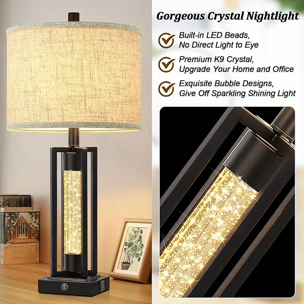 Farmhouse Table Lamps with USB Ports for Modern Home Decor