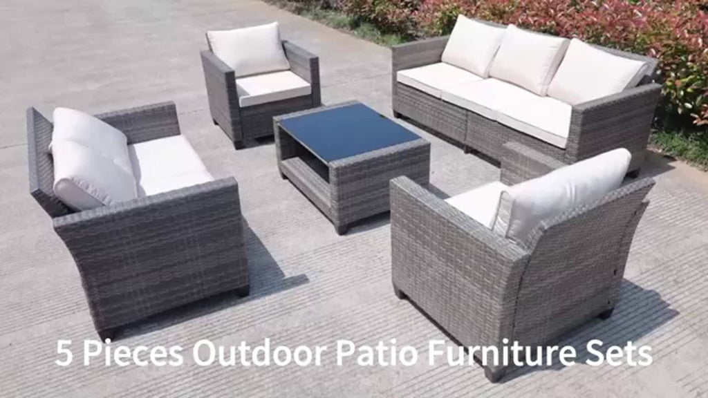 Outdoor Wicker Patio Furniture Set with Hidden Storage and Comfort