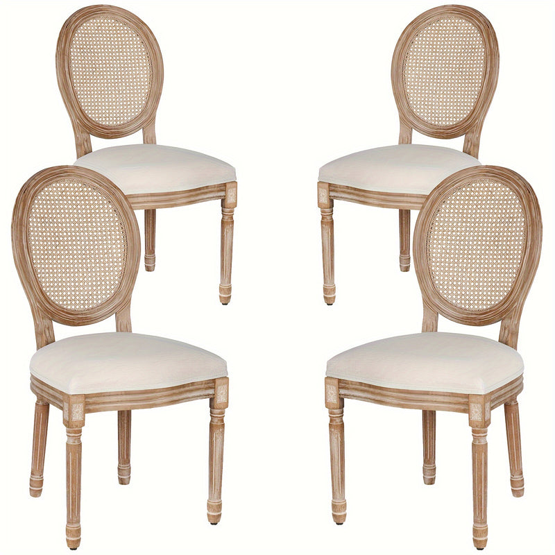 Polar Aurora Beige Fabric Dining Chairs Set of Four