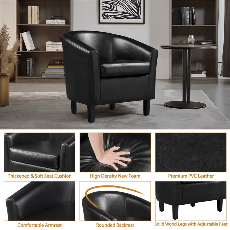 Modern PU Leather Barrel Accent Chair for Stylish Living Spaces