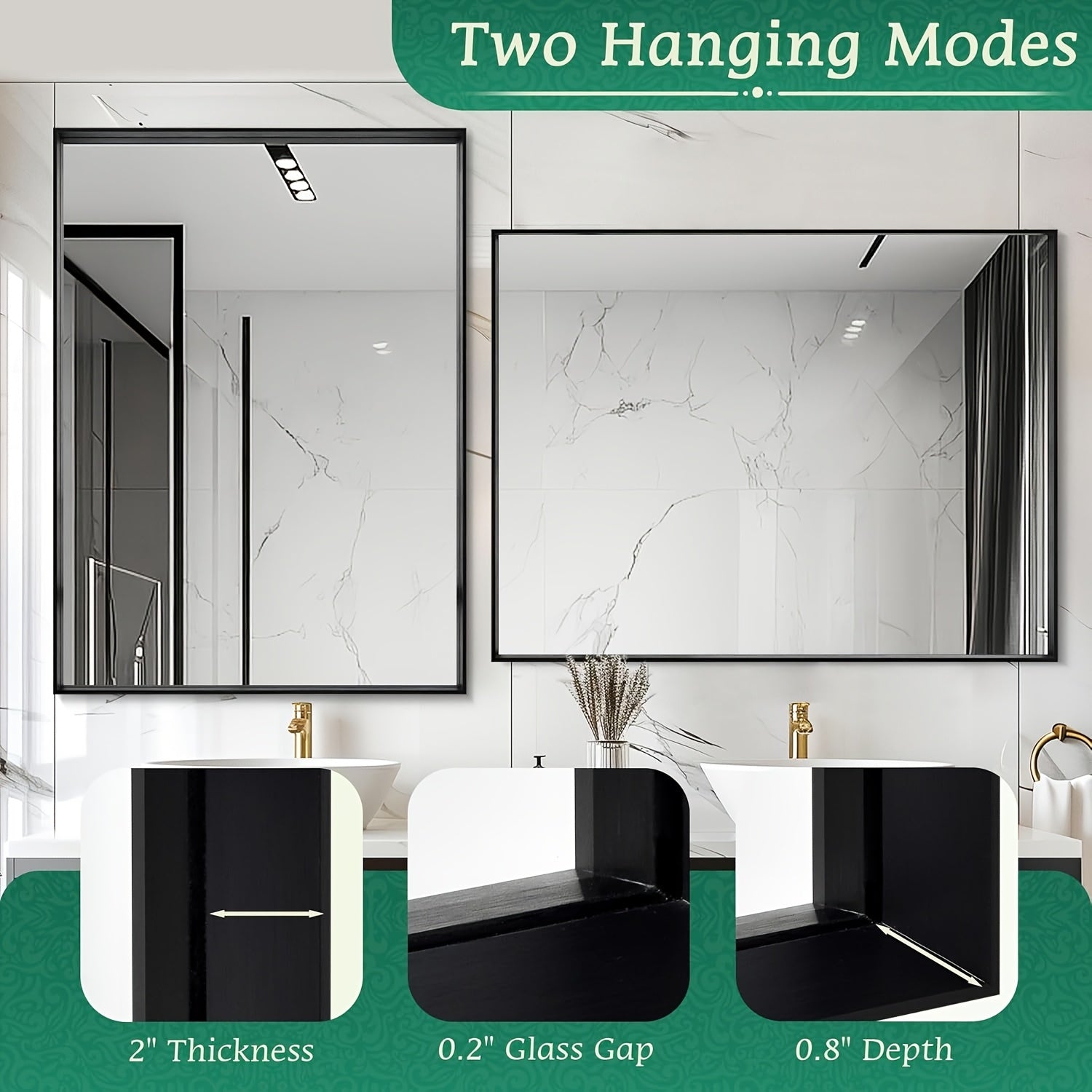 Wall Mounted Makeup Mirror with Unbreakable Glass and Brushed Finish