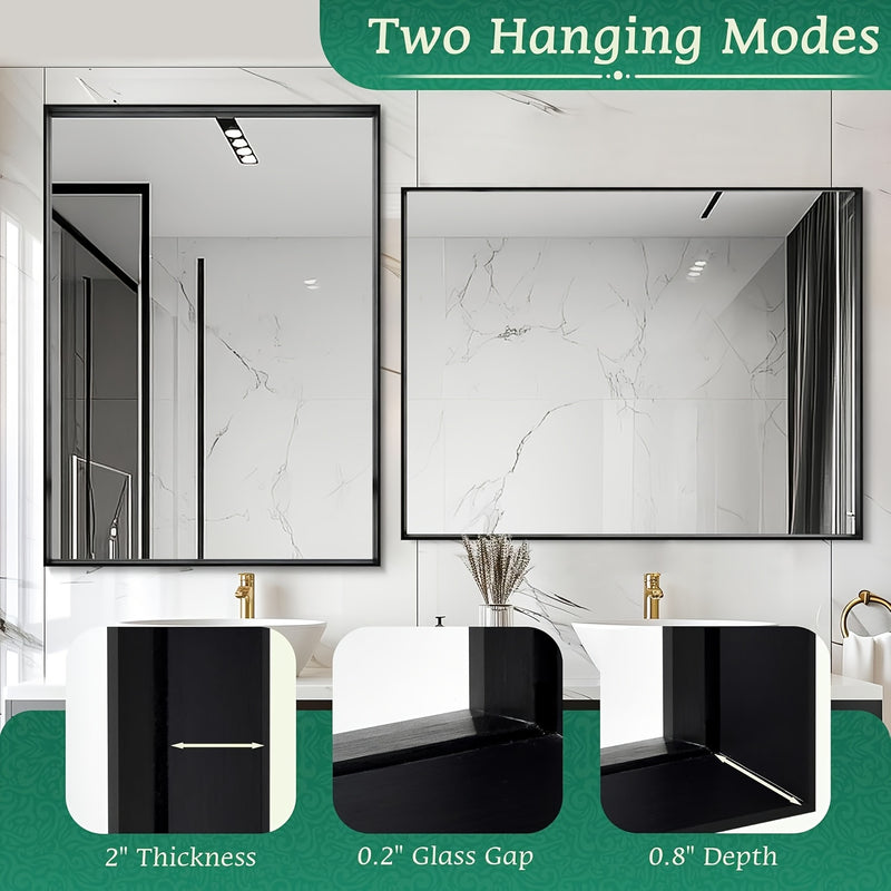 Wall Mounted Makeup Mirror with Unbreakable Glass and Brushed Finish