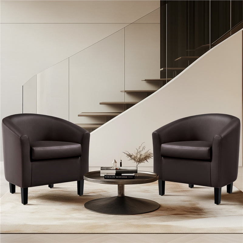 Modern PU Leather Barrel Accent Chair for Stylish Living Spaces