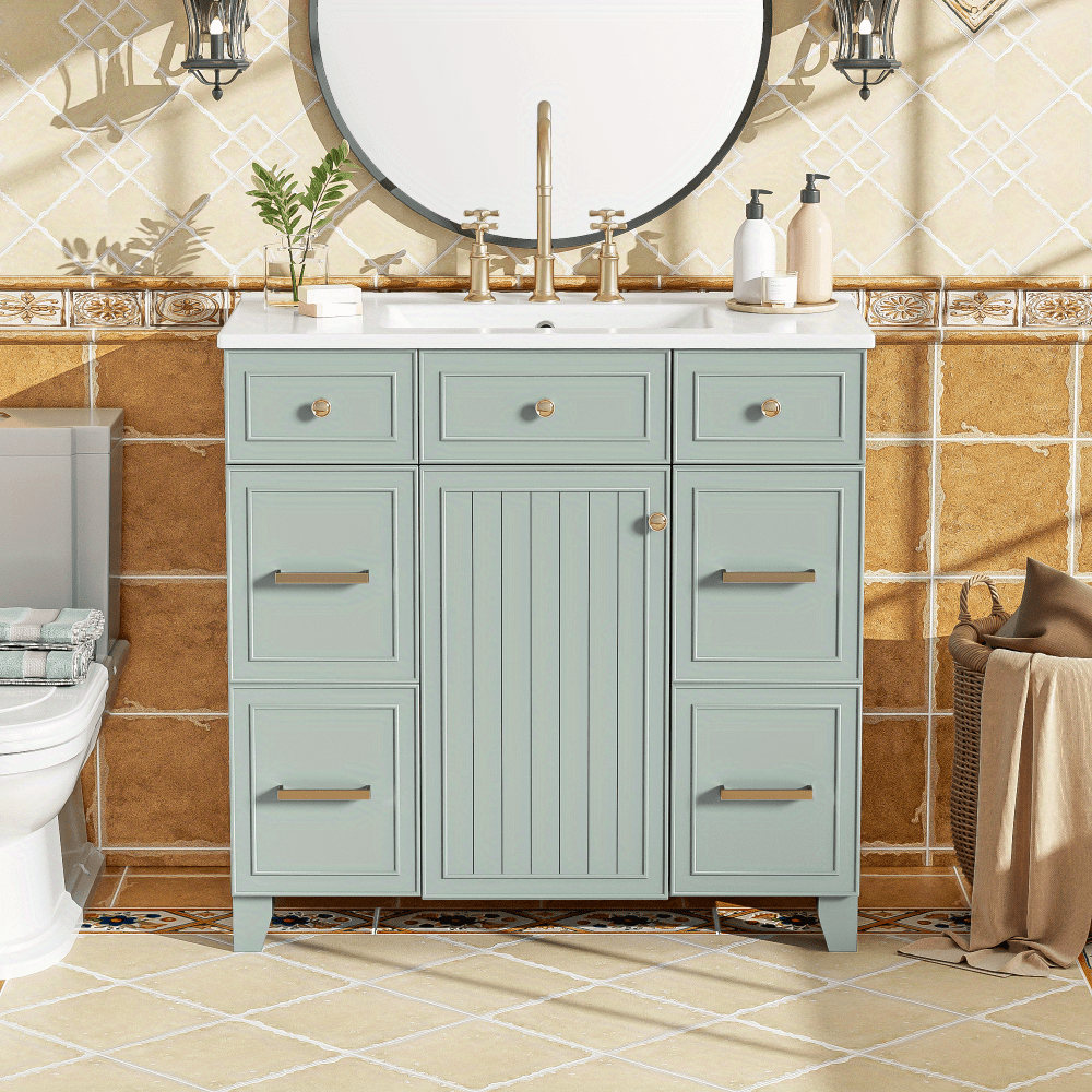 Stylish Bathroom Vanity with Ceramic Sink and Soft Close Doors