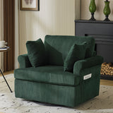 Modern Corduroy Oversized Armchair with Pillows and Side Pocket