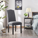 Classic Upholstered Dining Chairs with Nailhead Trim and Solid Wood Legs