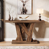 Farmhouse Geometric Base Console Table for Entryway and Living Room