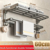 Wall Mounted No Drill Towel Rack with Shelf for Bathrooms