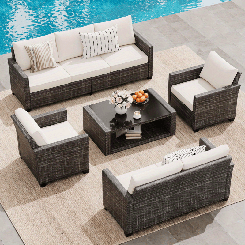 Outdoor Wicker Patio Furniture Set with Hidden Storage and Comfort
