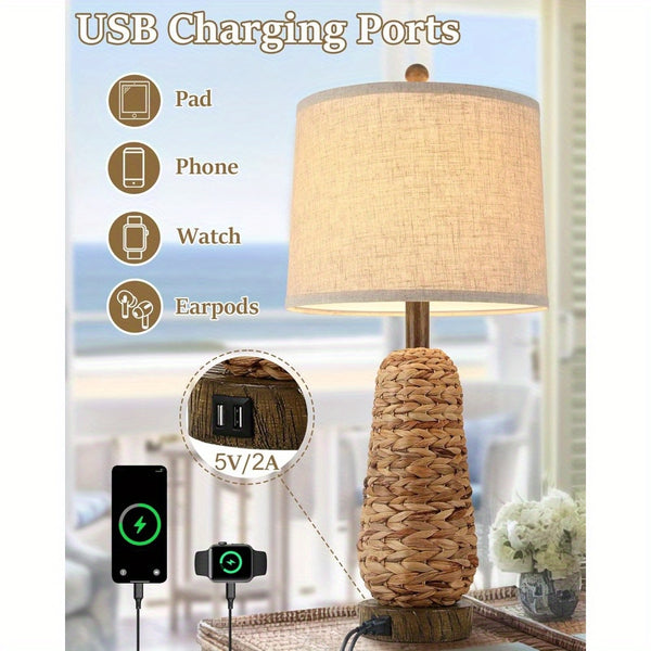 Stylish Rattan Table Lamps with USB Ports for Any Room