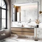 Wall Mounted Makeup Mirror with Unbreakable Glass and Brushed Finish