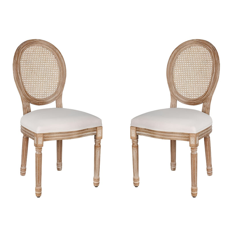 Polar Aurora Beige Fabric Dining Chairs Set of Four