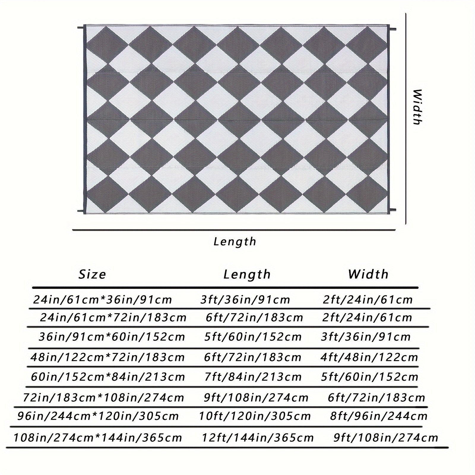 Outdoor Non Slip Area Rug for Camping and Patio Use