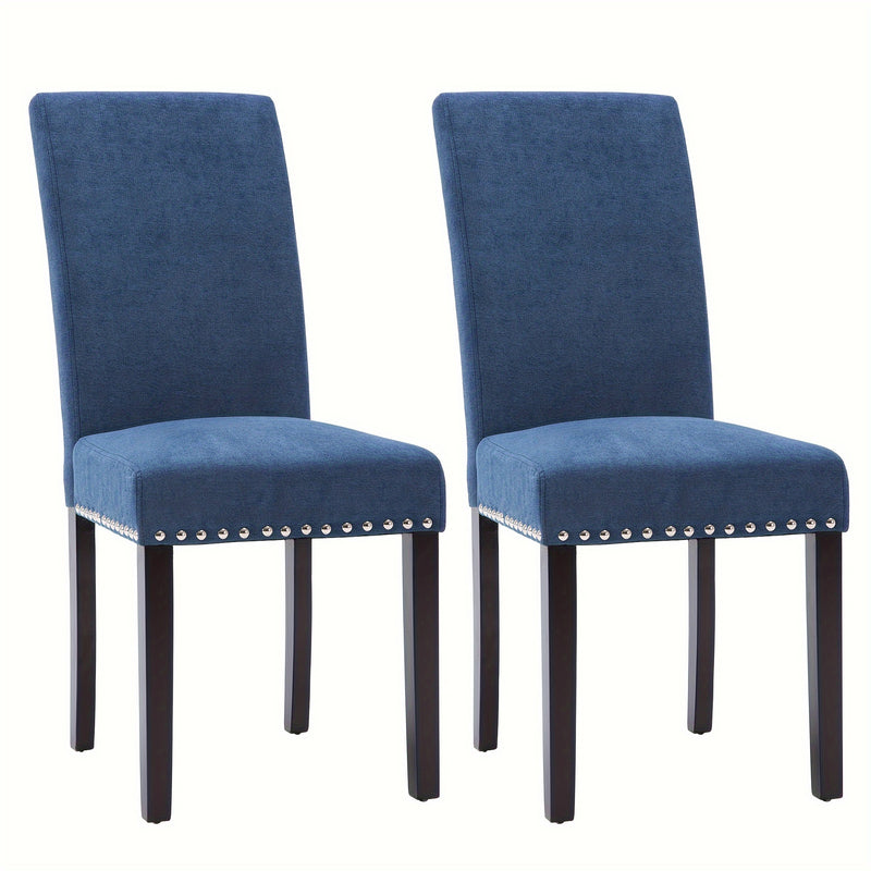Upholstered Gray Dining Chair Set with Elegant Nailhead Trim