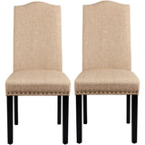 Classic Upholstered Dining Chairs with Nailhead Trim and Solid Wood Legs