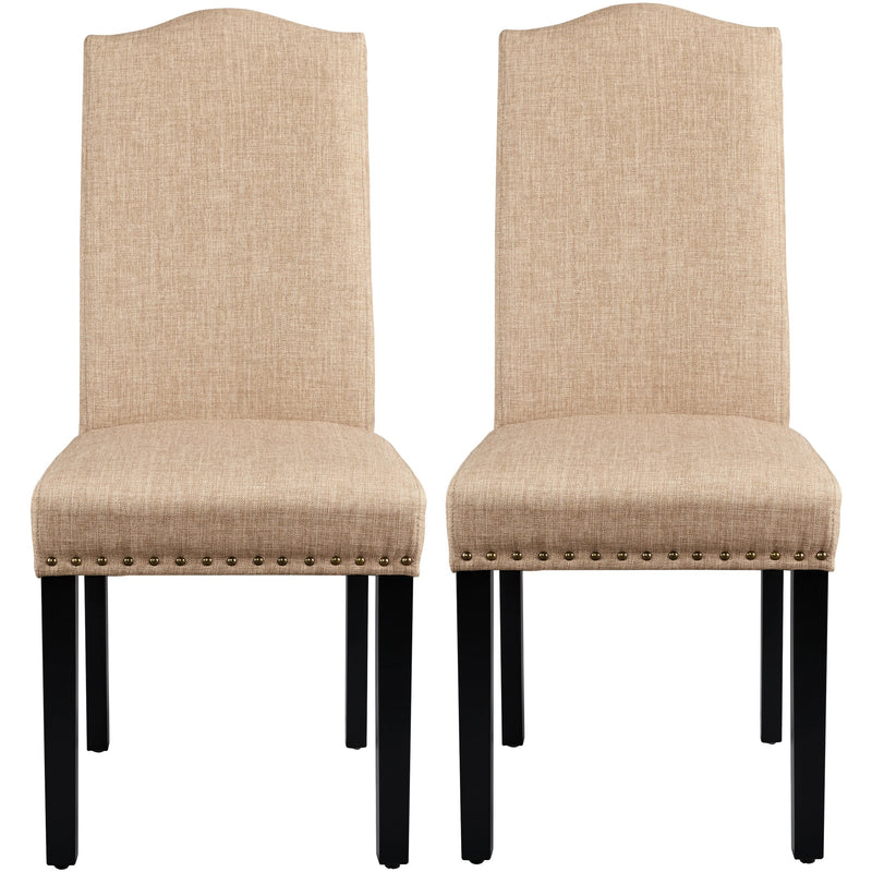 Classic Upholstered Dining Chairs with Nailhead Trim and Solid Wood Legs
