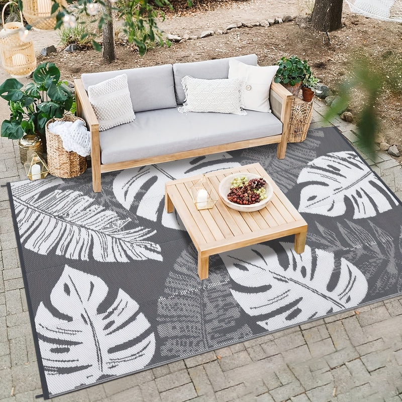 Washable Outdoor Waterproof Floral Print Area Rug for Camping