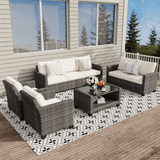Outdoor Wicker Patio Furniture Set with Hidden Storage and Comfort