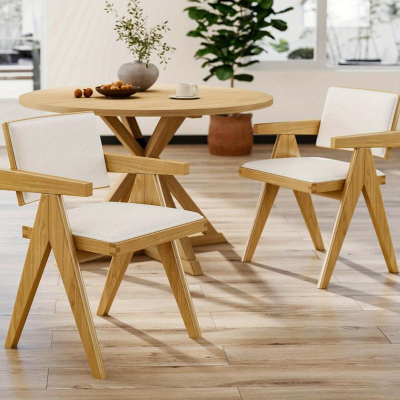 Modern Farmhouse Dining Chairs Set of Two with Arms