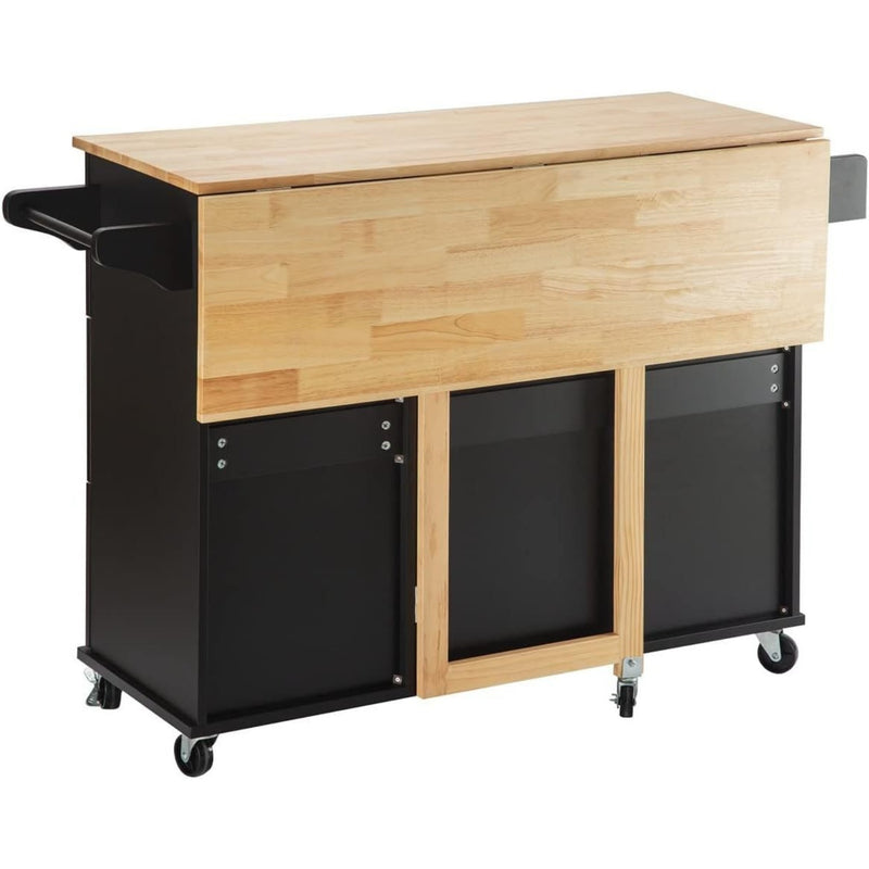Rolling Kitchen Island Cart with Drop Leaf and Ample Storage