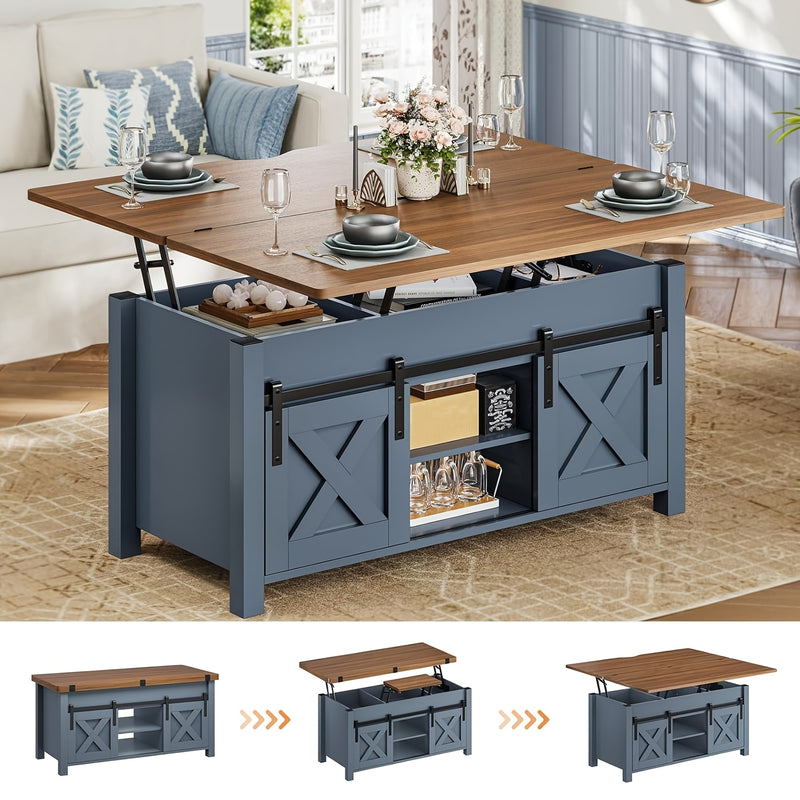 Farmhouse Lift Top Coffee Table with Hidden Storage Solutions