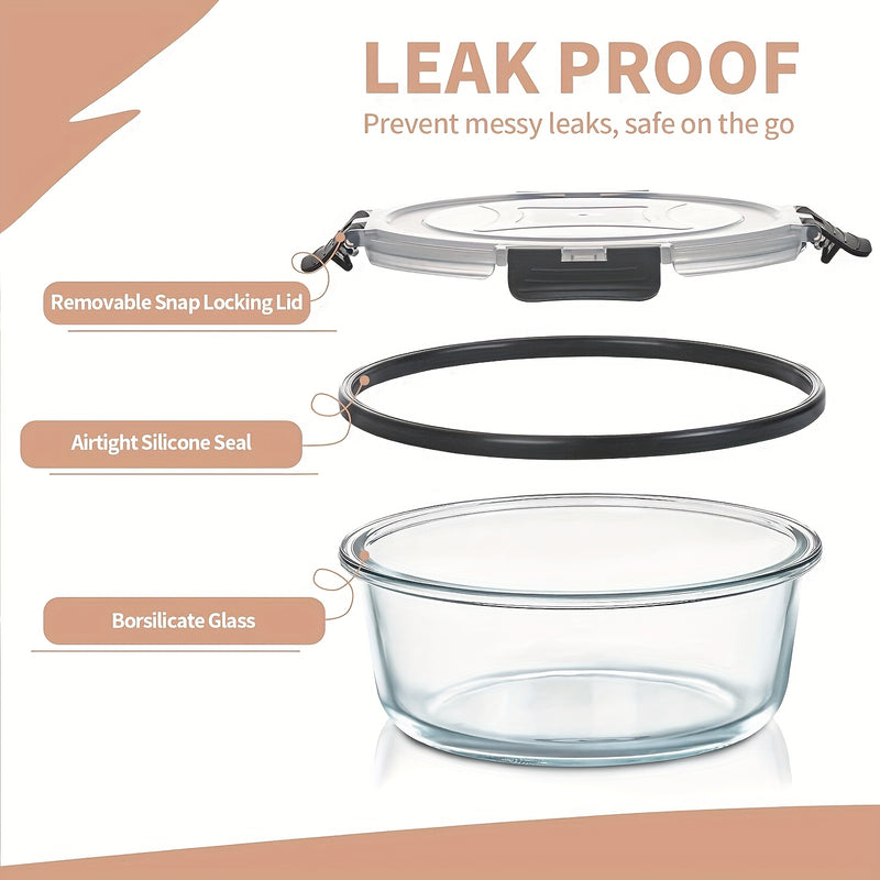 Glass Meal Prep Containers with Leak-proof Lids for Easy Storage