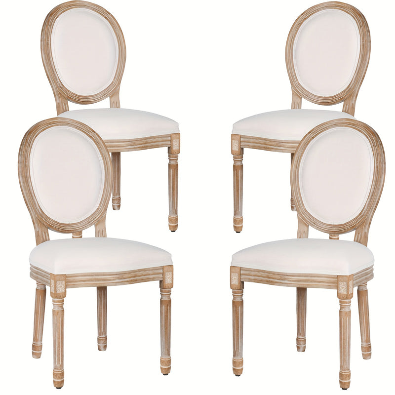 Polar Aurora Beige Fabric Dining Chairs Set of Four